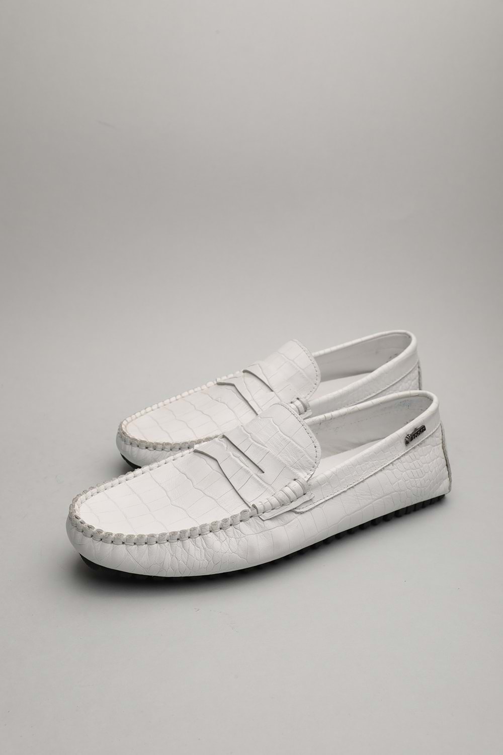 Gondol Erkek Hakiki Deri Klasik Loafer Beyaz Croco 41 ttx.60157