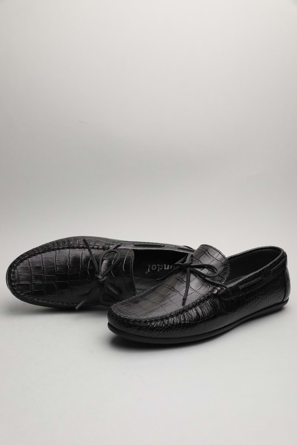 Gondol Erkek Hakiki Deri Klasik Loafer Siyah Croco 42 ttx.60177