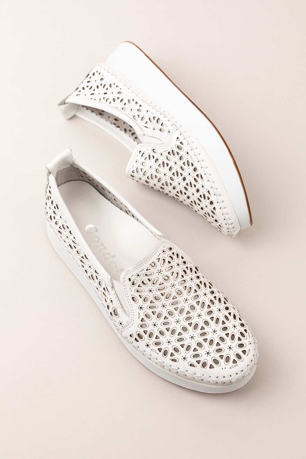 Gondol Hakiki Deri Rahat Yazlık Ayakkabı kla.15 - Beyaz - 36