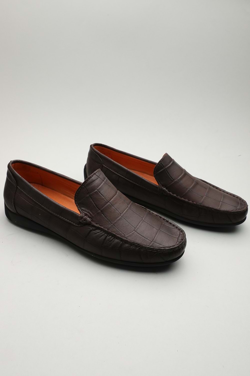 Gondol Erkek Hakiki Deri Klasik Loafer Kahve Croco 42 ttx.601134