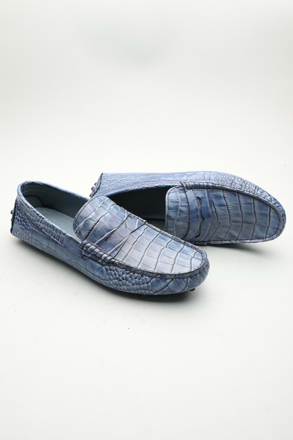 Gondol Erkek Hakiki Deri Klasik Loafer Mavi Croco 40 ttx.601183