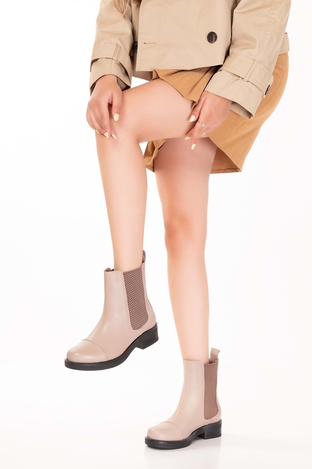 Gondol Hakiki Deri Lastikli Çekme Bot Belen - Bej - 39