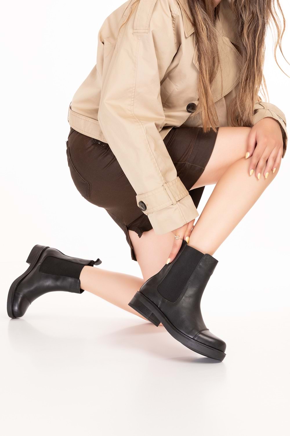 Gondol Hakiki Deri Lastikli Çekme Bot Belen - Siyah - 36