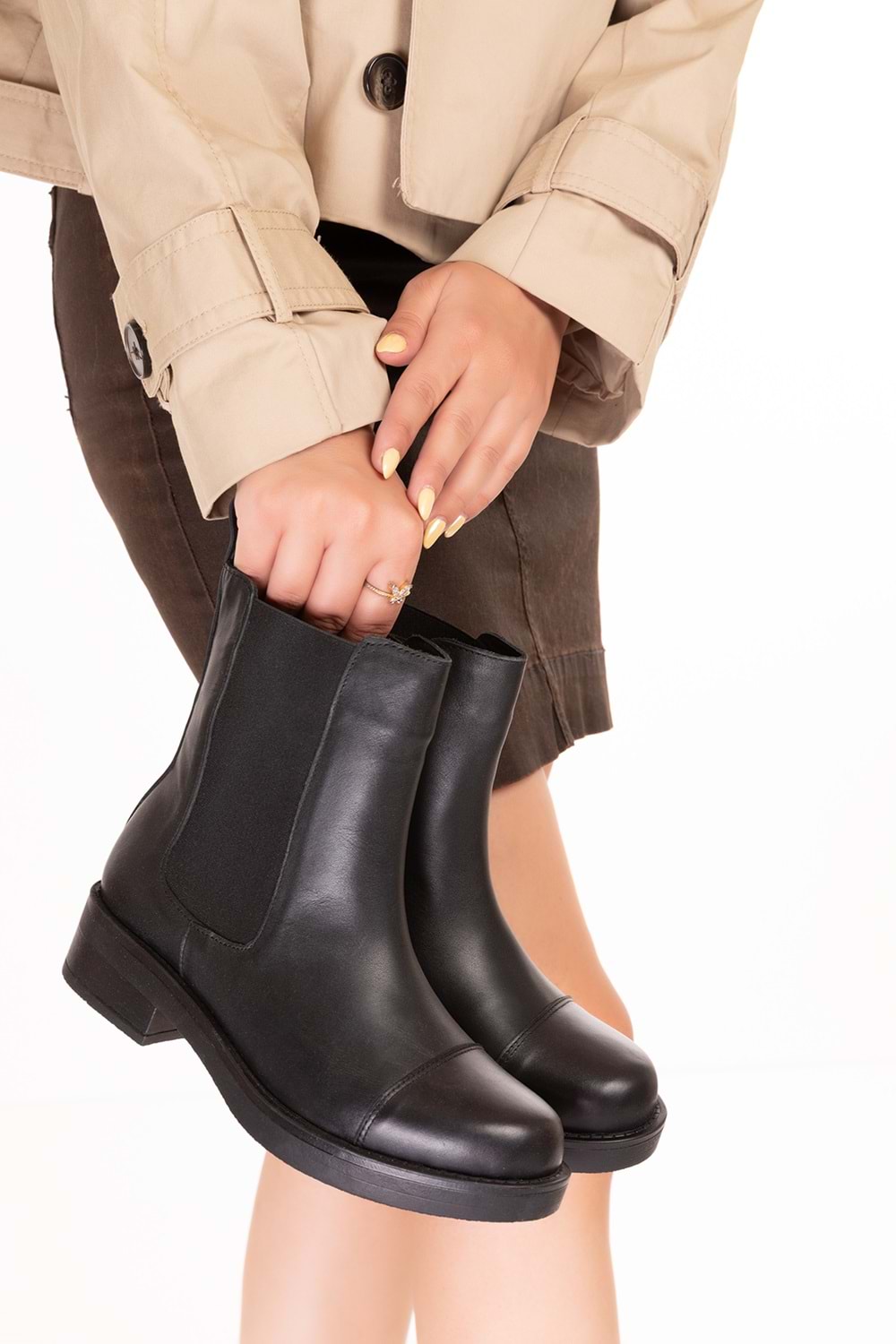 Gondol Hakiki Deri Lastikli Çekme Bot Belen - Siyah - 36