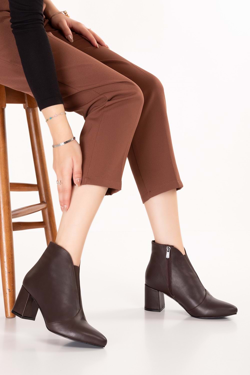 Gondol %100 Hakiki Deri Topuklu Bot Shelby - Kahverengi - 38