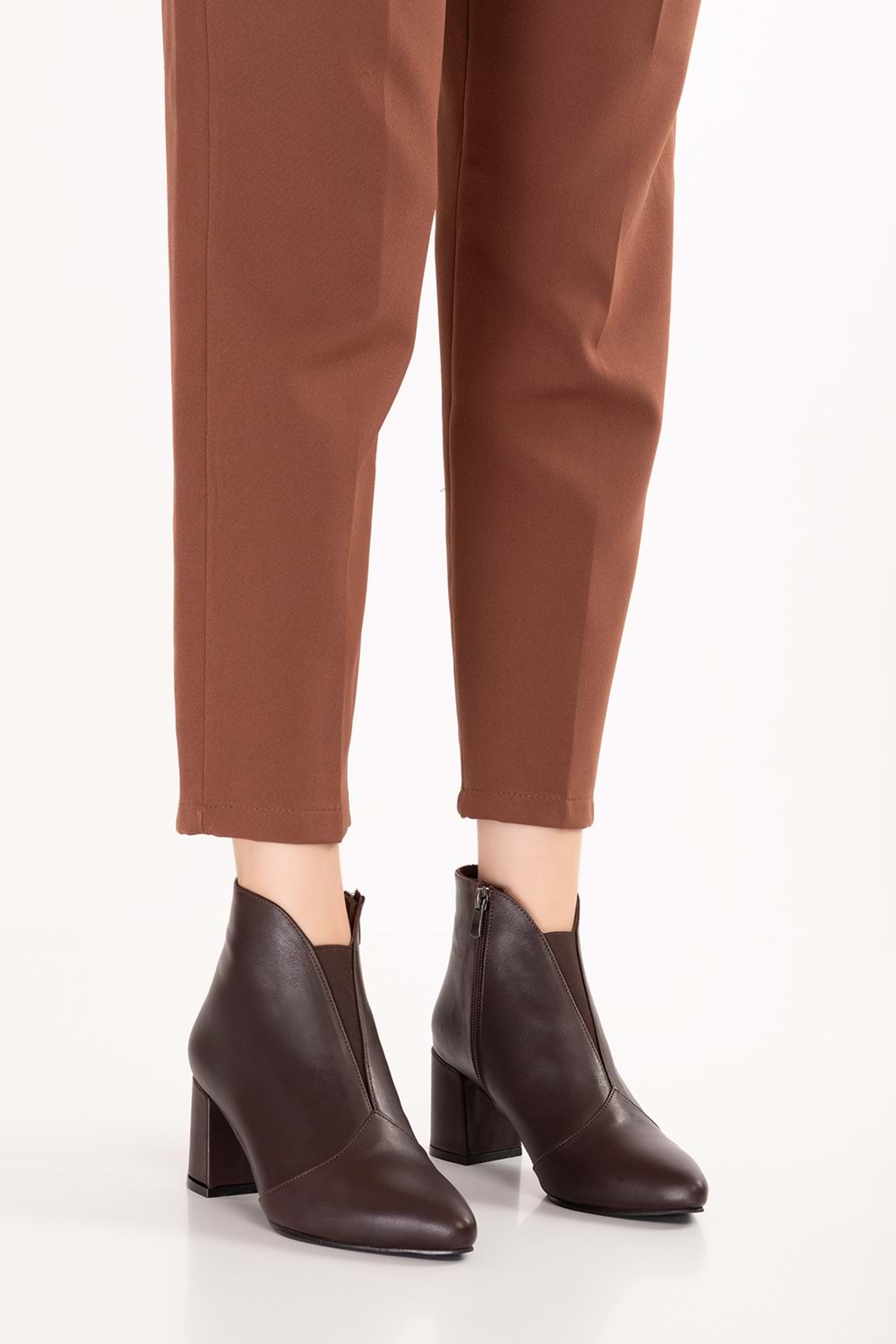 Gondol %100 Hakiki Deri Topuklu Bot Shelby - Kahverengi - 38