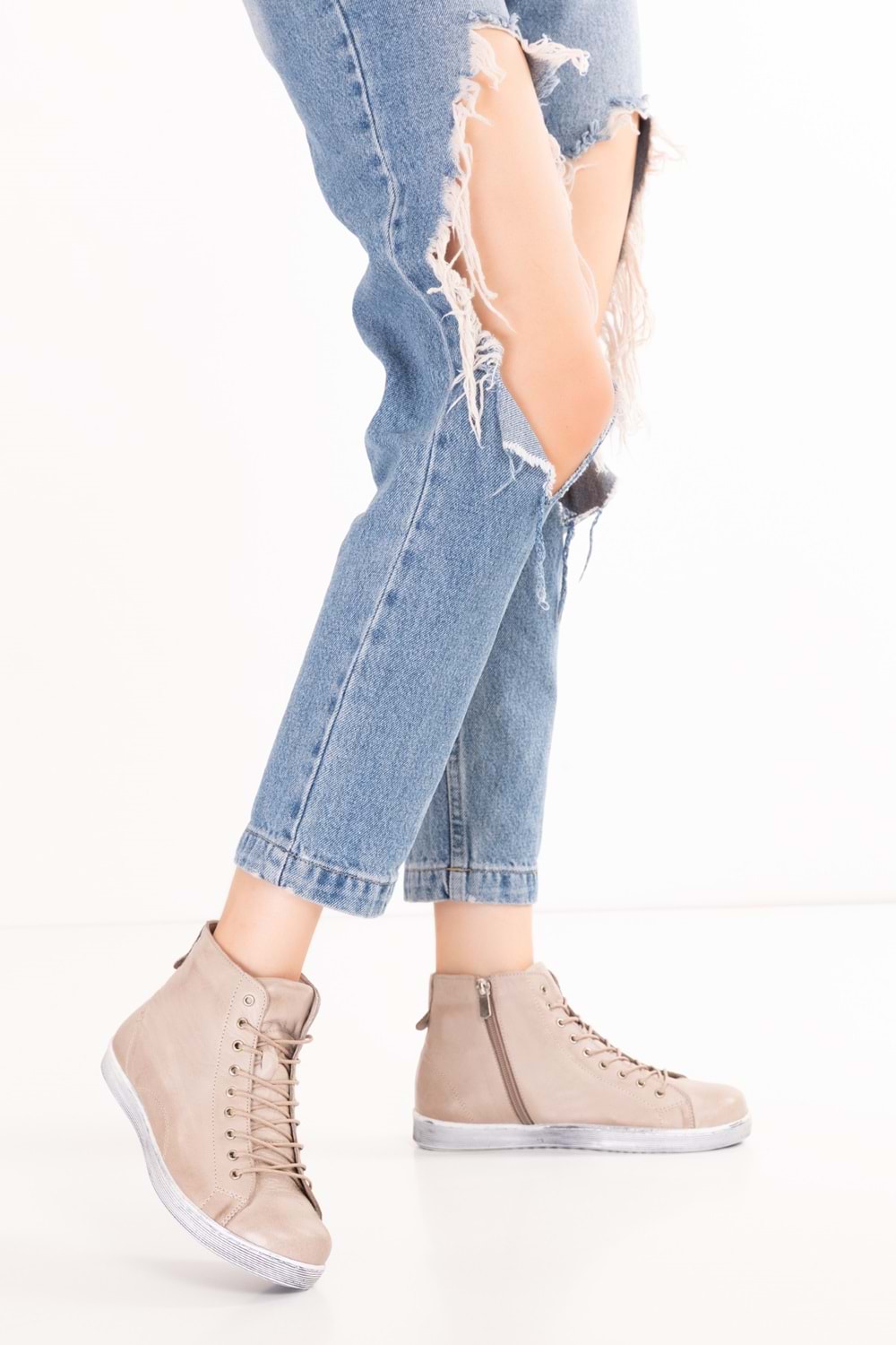 Gondol Hakiki Deri Günlük Hafif Yumuşak Spor Bot Zetia - Vizon - 40