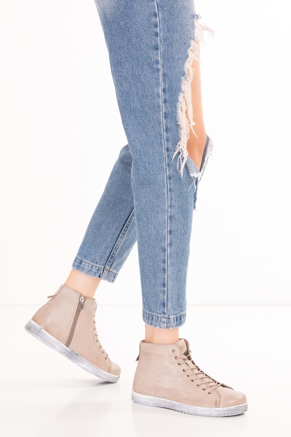 Gondol Hakiki Deri Günlük Hafif Yumuşak Spor Bot Zetia - Vizon - 40