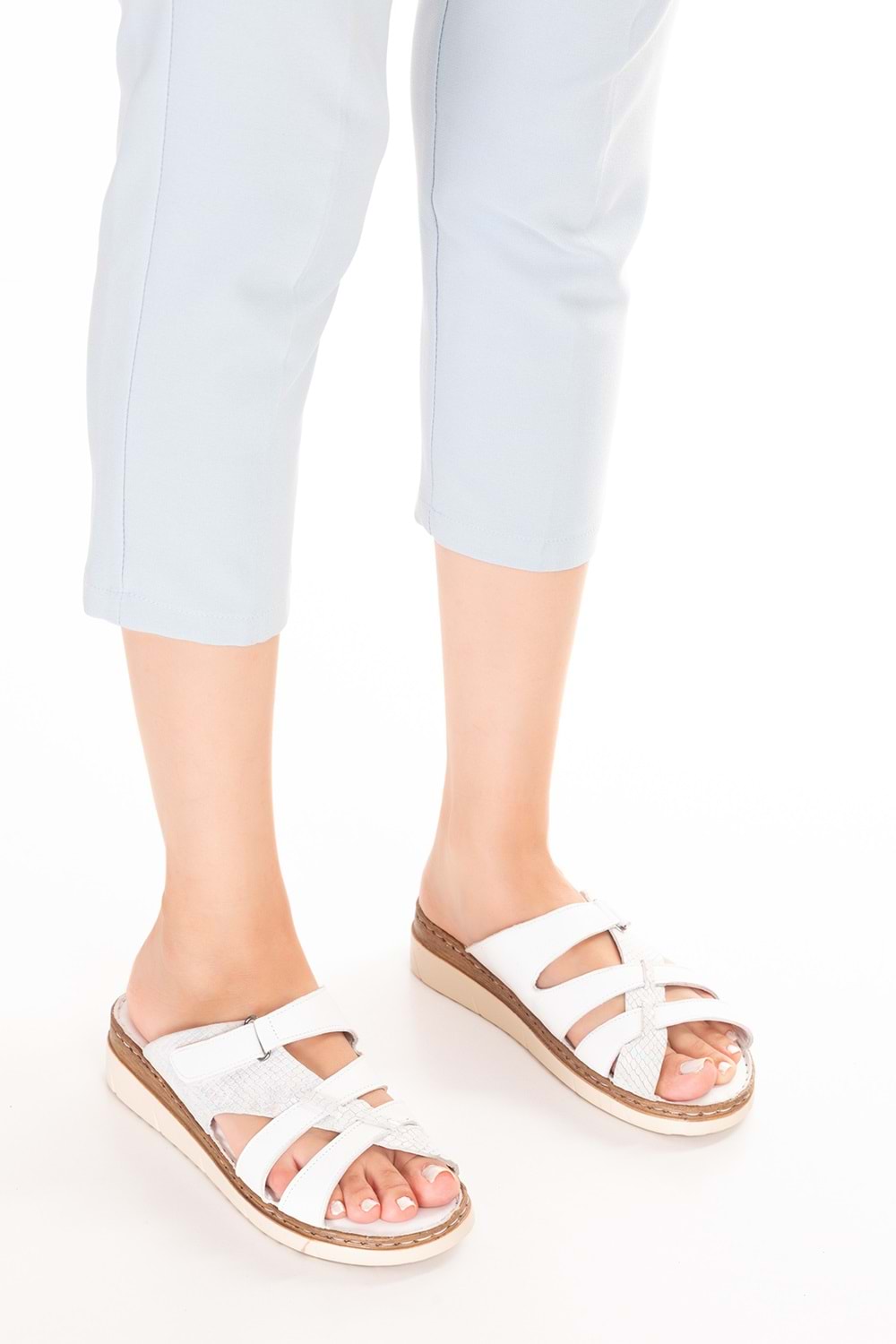 Gondol Hakiki Deri Günlük Rahat Terlik asy.715 - Beyaz - 39