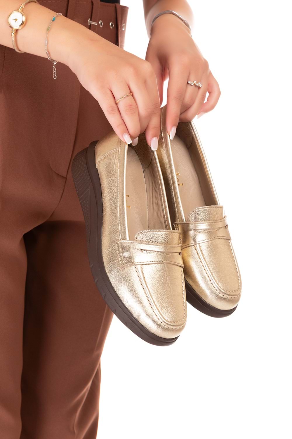 Gondol Hakiki Deri Anatomik Taban Rahat Ayakkabı usl.2170 - Gold - 36