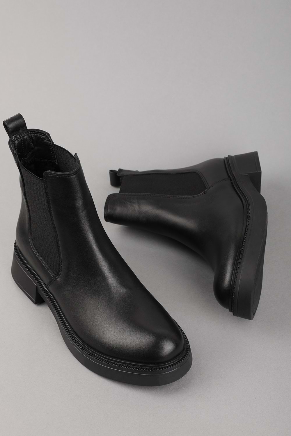Gondol Hakiki Deri Çift Lastikli Günlük Hafif Bot Shakira - Siyah - 37