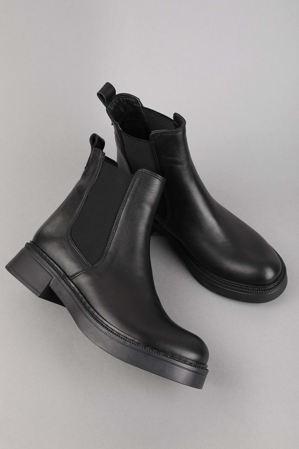 Gondol Hakiki Deri Çift Lastikli Günlük Hafif Bot Shakira - Siyah - 37