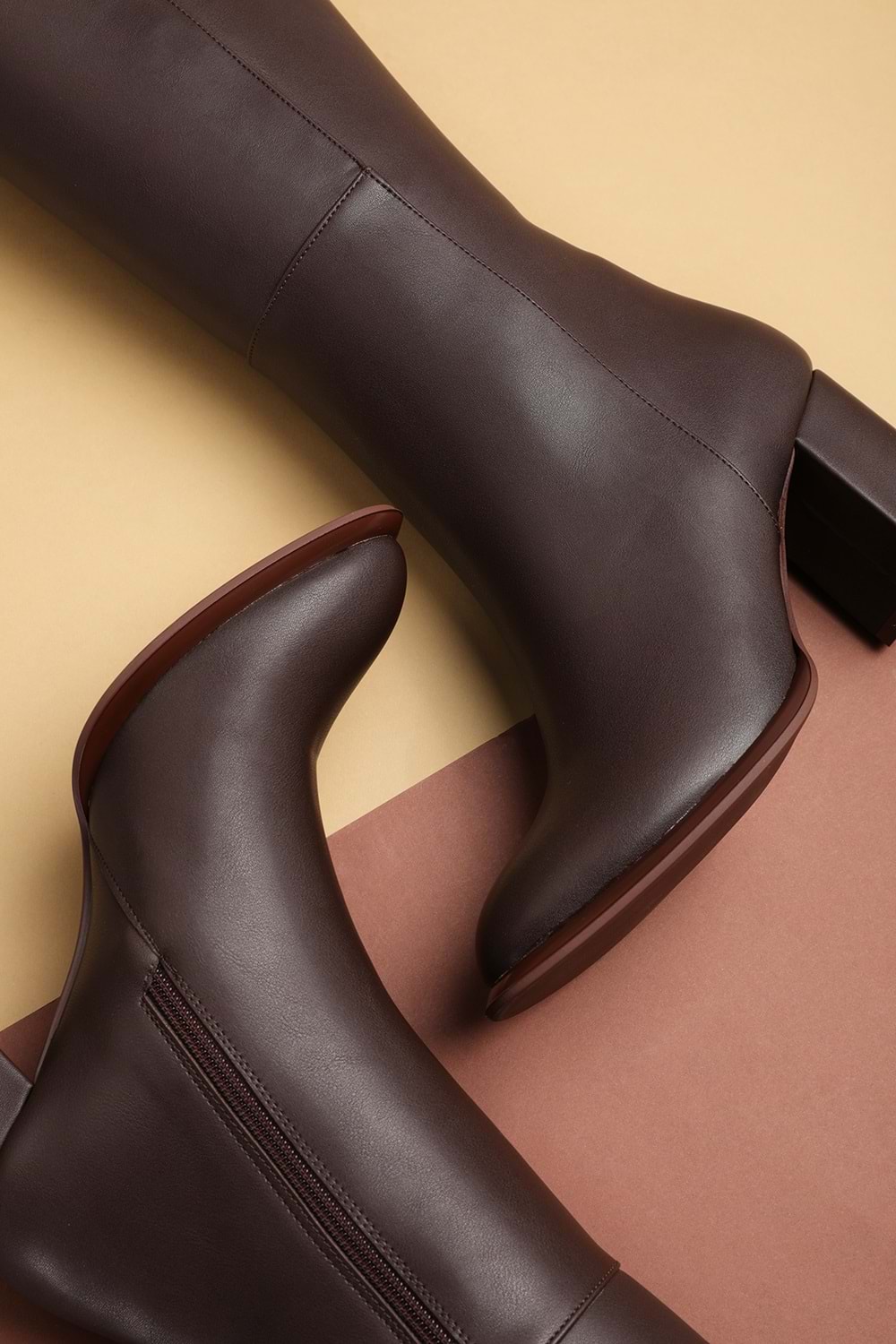 Gondol Kadın Klasik Topuklu Çizme mad.1256 - Kahverengi - 37