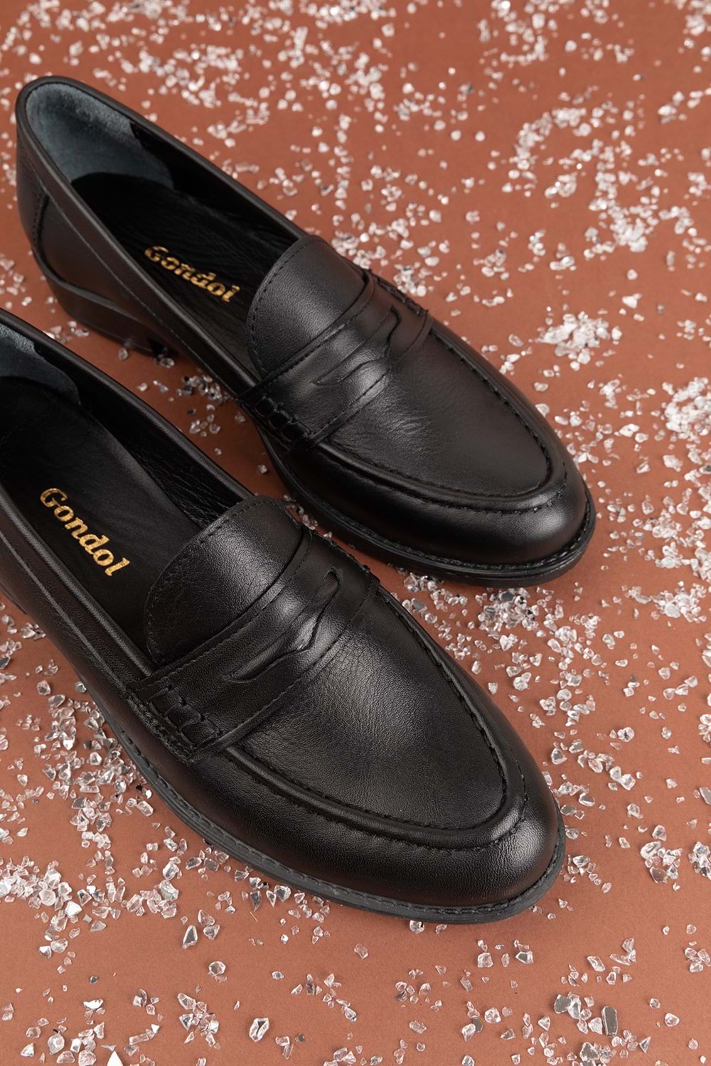 Gondol Hakiki Deri Kadın Klasik Loafer md.236 - Siyah - 41