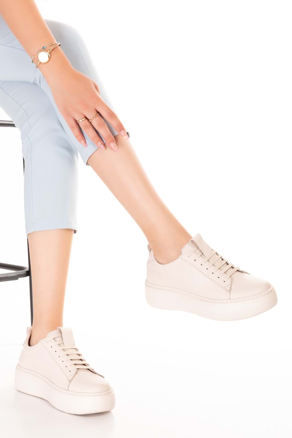 Gondol Hakiki Deri Anatomik Taban Spor Ayakkabı Alessandora - Bej - 36