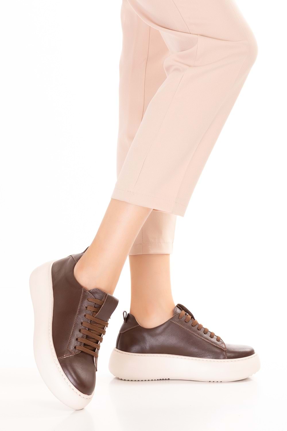 Gondol Hakiki Deri Anatomik Taban Spor Ayakkabı Alessandora - Kahverengi - 38