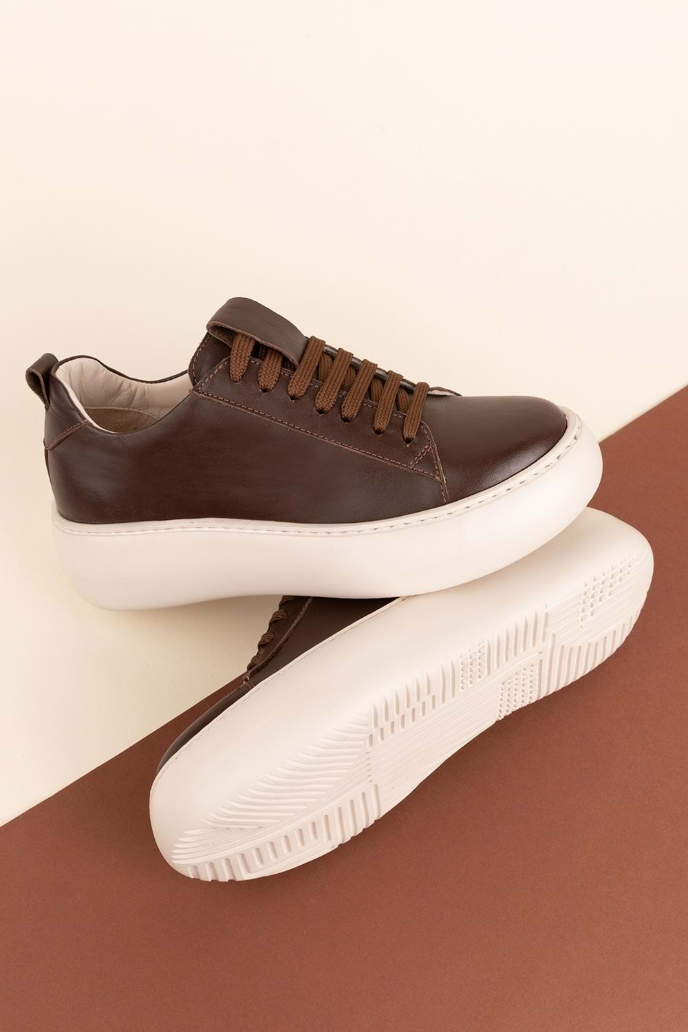 Gondol Hakiki Deri Anatomik Taban Spor Ayakkabı Alessandora - Kahverengi - 38