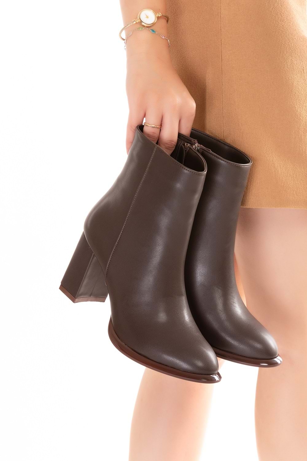 Gondol Kadın Klasik Topuklu Ofis Botu mad.1350 - Kahverengi - 38