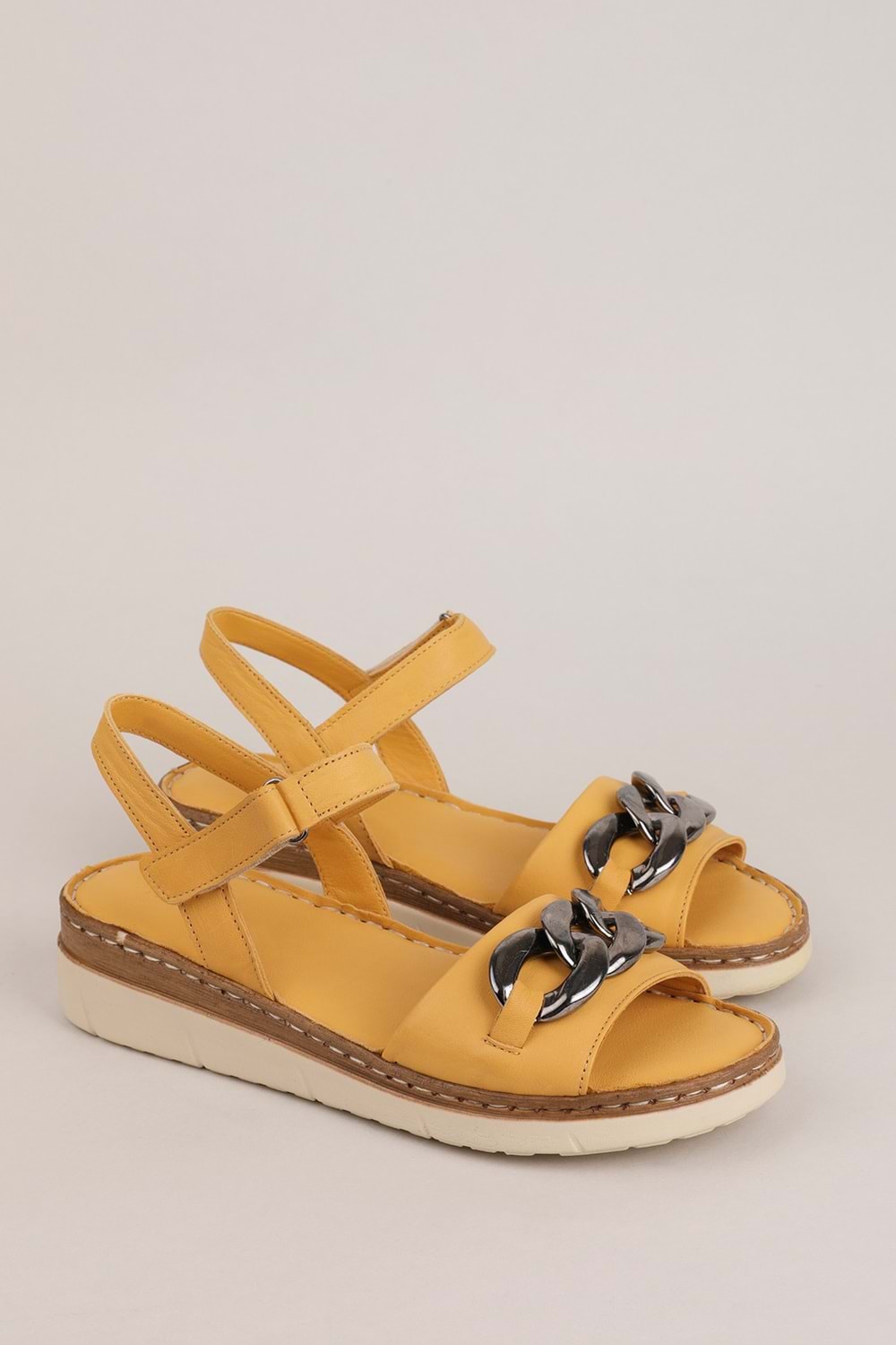 Gondol Hakiki Deri Rahat Günlük Sandalet asy.997 - Sarı - 38