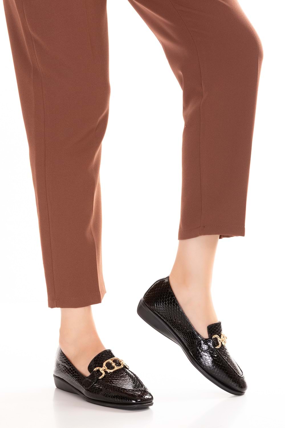 Gondol Hakiki Deri Esnek Rahat Taban Yumuşak Deri Rahat Loafer alb.209 - Siyah Petek - 38