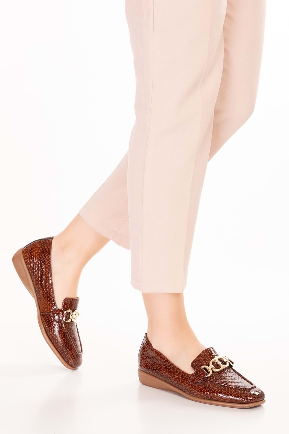 Gondol Hakiki Deri Esnek Rahat Taban Yumuşak Deri Rahat Loafer alb.209 - Kahve Petek - 37