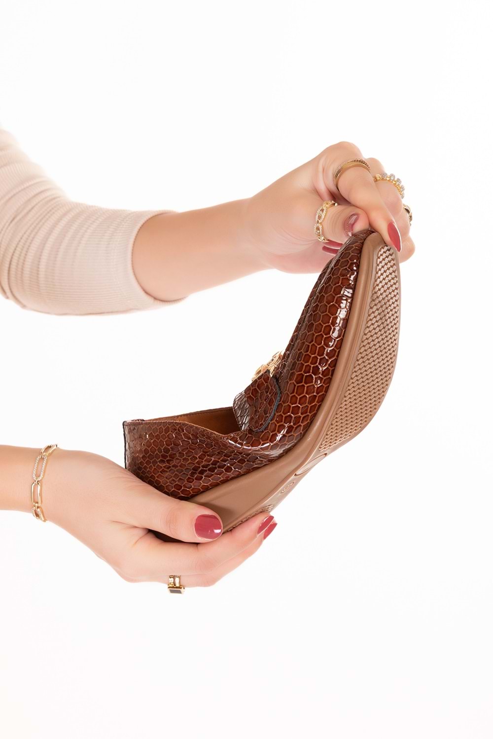 Gondol Hakiki Deri Esnek Rahat Taban Yumuşak Deri Rahat Loafer alb.209 - Kahve Petek - 37