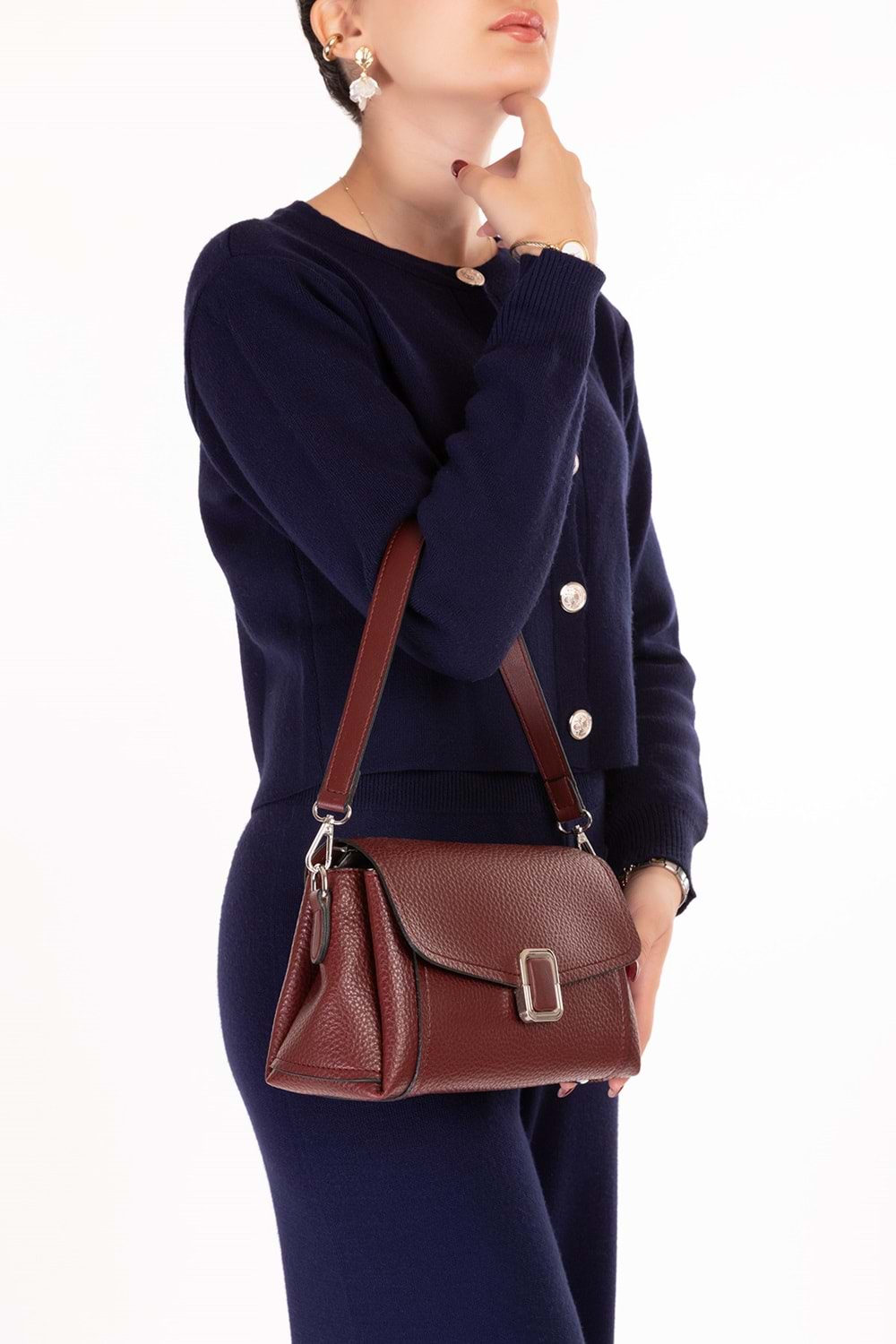 Gondol Kadın Günlük Küçük Omuz Çantası vp.732 - Bordo - TEK EBAT