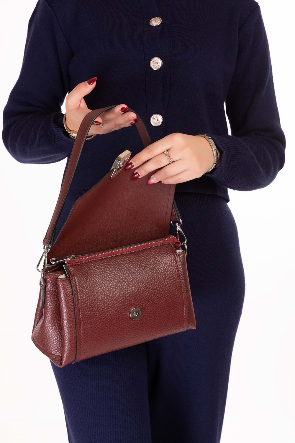 Gondol Kadın Günlük Küçük Omuz Çantası vp.732 - Bordo - TEK EBAT