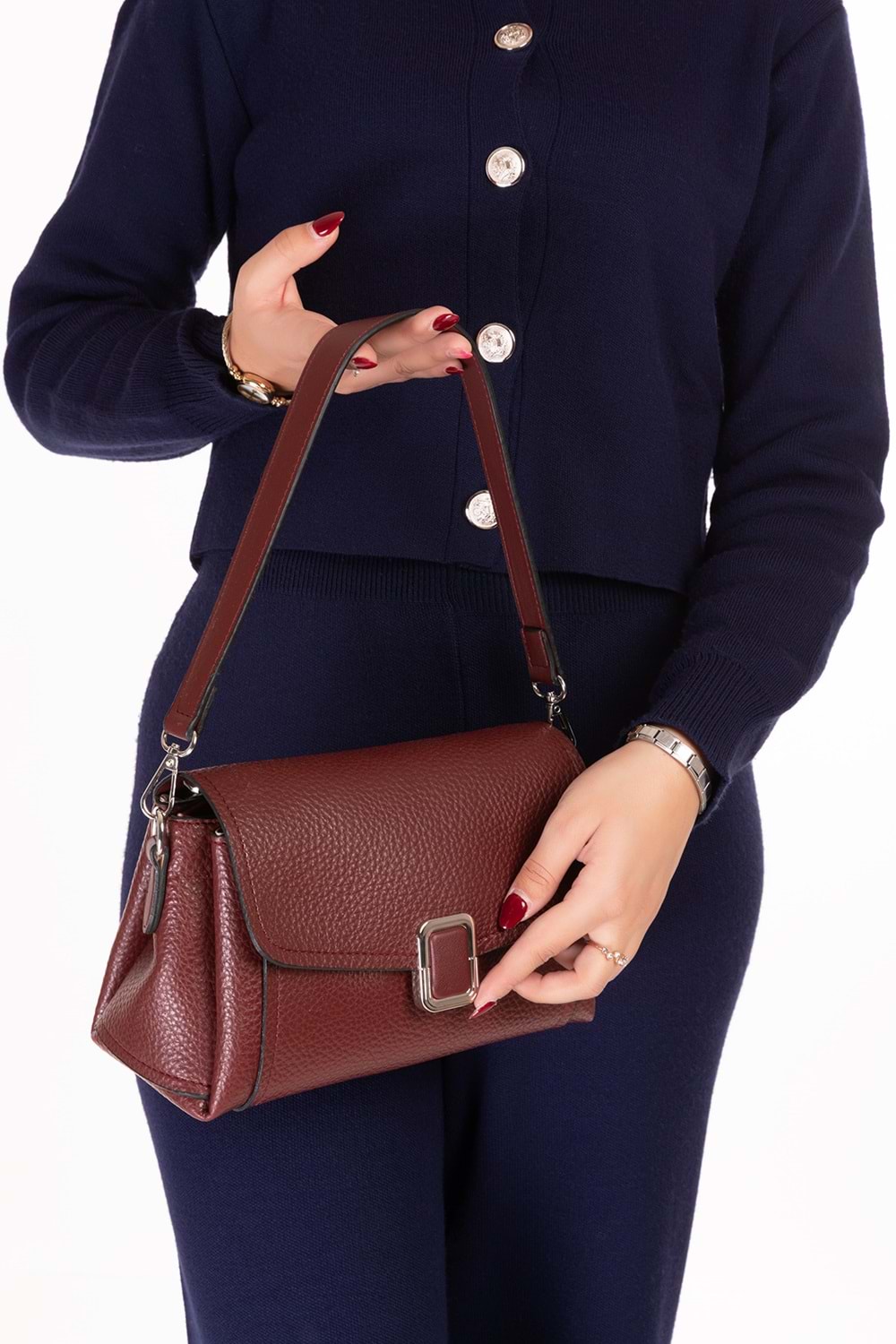 Gondol Kadın Günlük Küçük Omuz Çantası vp.732 - Bordo - TEK EBAT