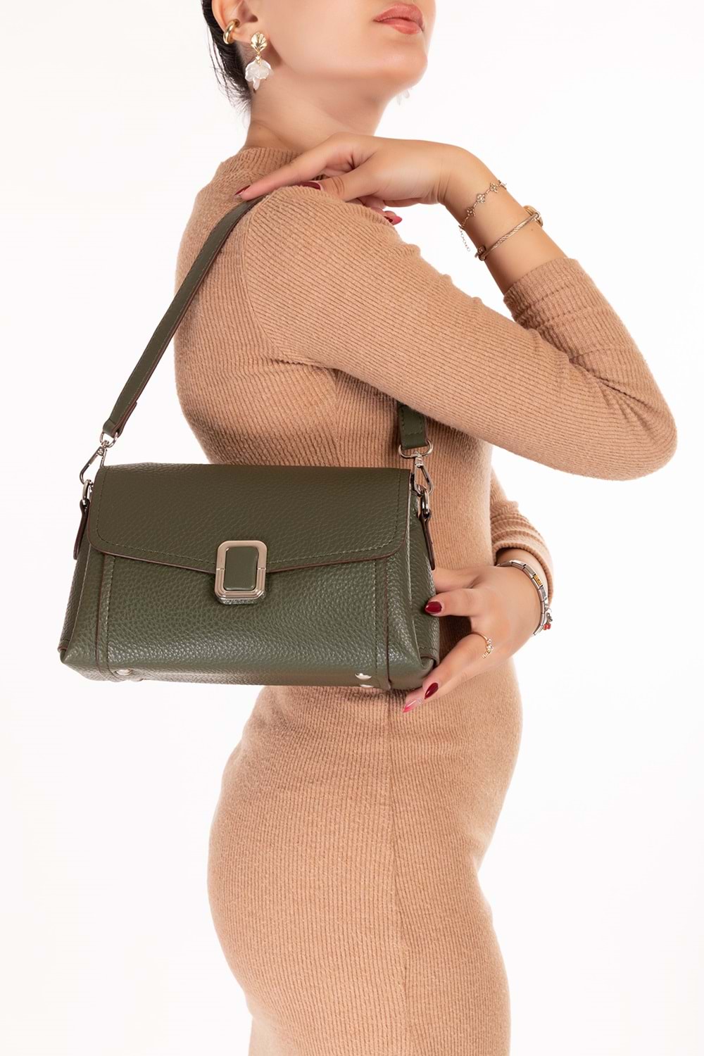 Gondol Kadın Günlük Küçük Omuz Çantası vp.732 - Haki - TEK EBAT