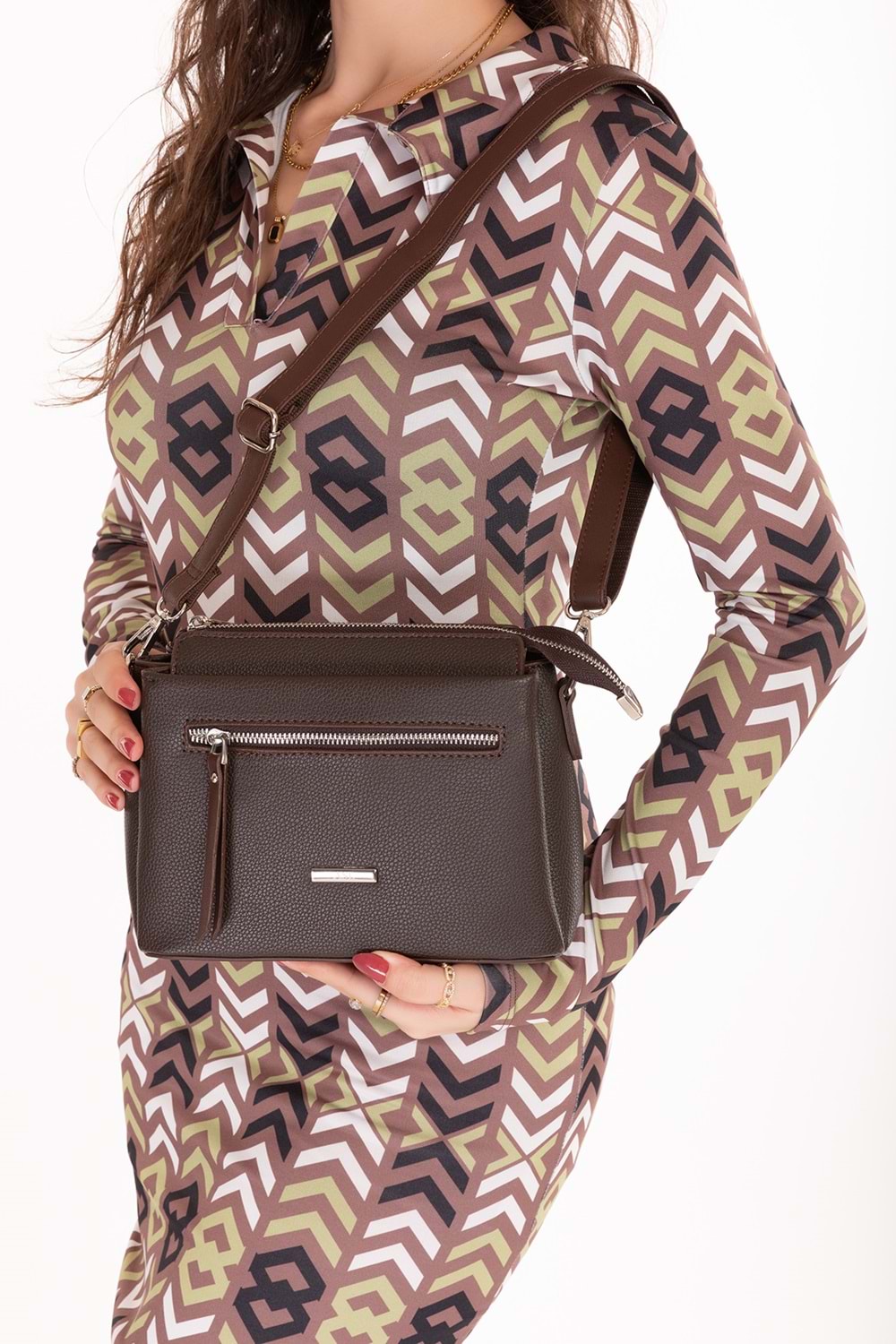 Gondol Kadın Günlük Küçük Omuz Çantası vp.729 - Kahverengi - TEK EBAT