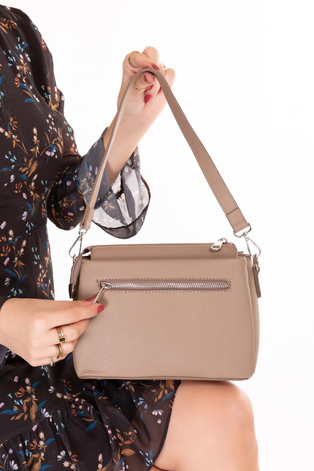 Gondol Kadın Günlük Küçük Omuz Çantası vp.729 - Vizon - TEK EBAT