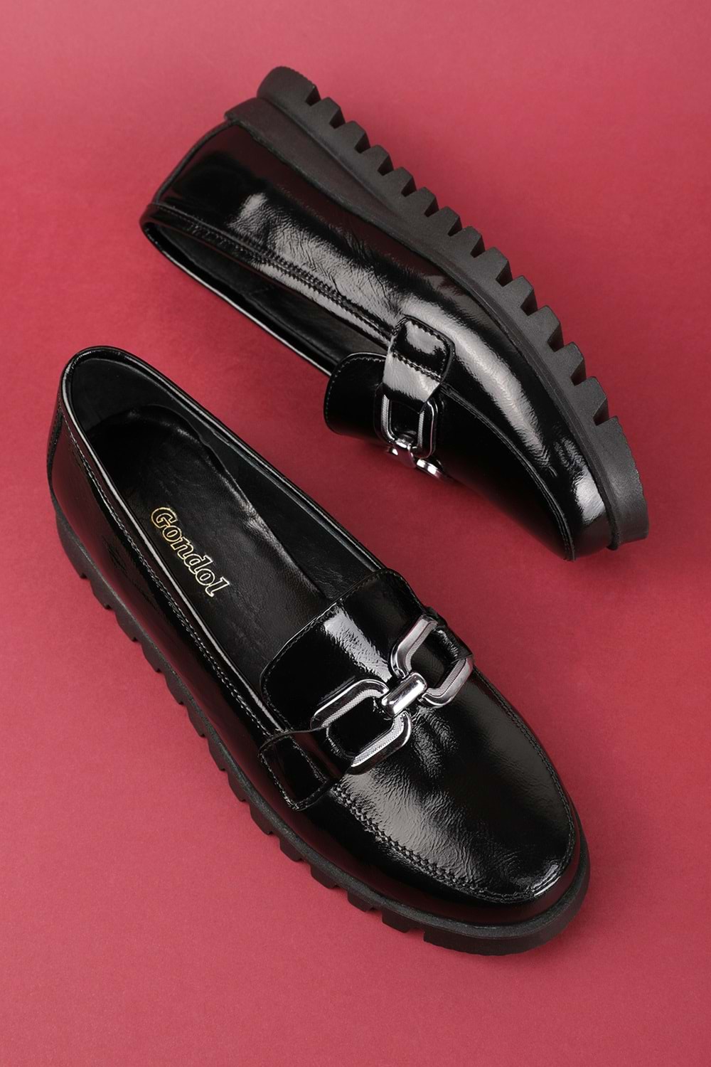 Gondol Hakiki Deri Kaymaz Taban Rahat Loafer Ayakkabı mlk.5529 - siyah rugan - 36