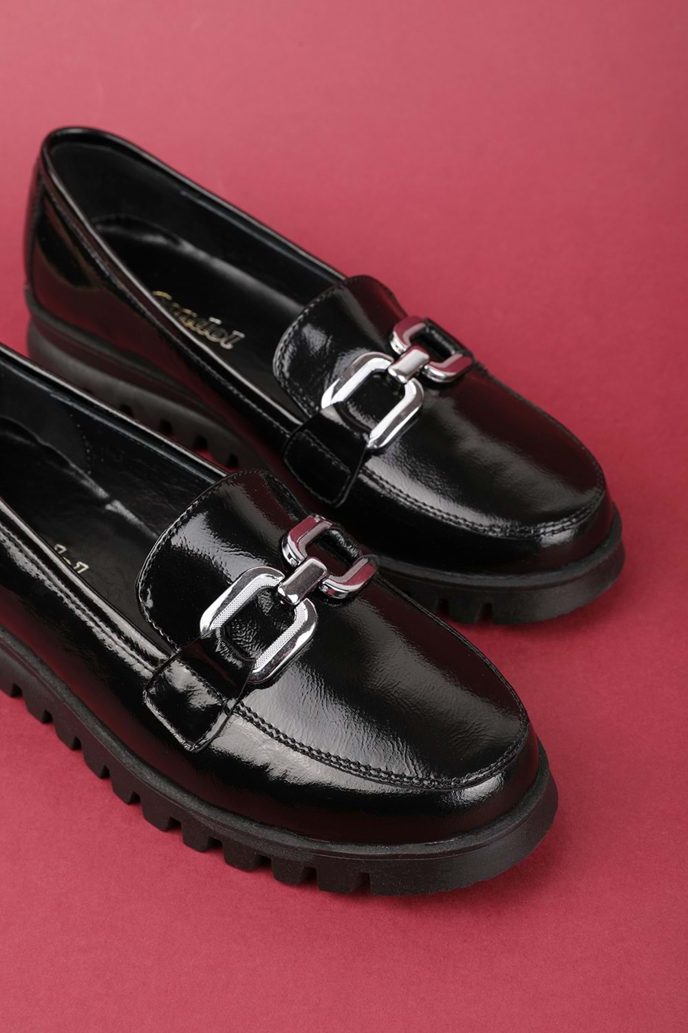 Gondol Hakiki Deri Kaymaz Taban Rahat Loafer Ayakkabı mlk.5529 - siyah rugan - 36