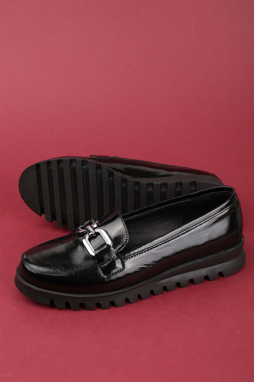 Gondol Hakiki Deri Kaymaz Taban Rahat Loafer Ayakkabı mlk.5529 - siyah rugan - 36