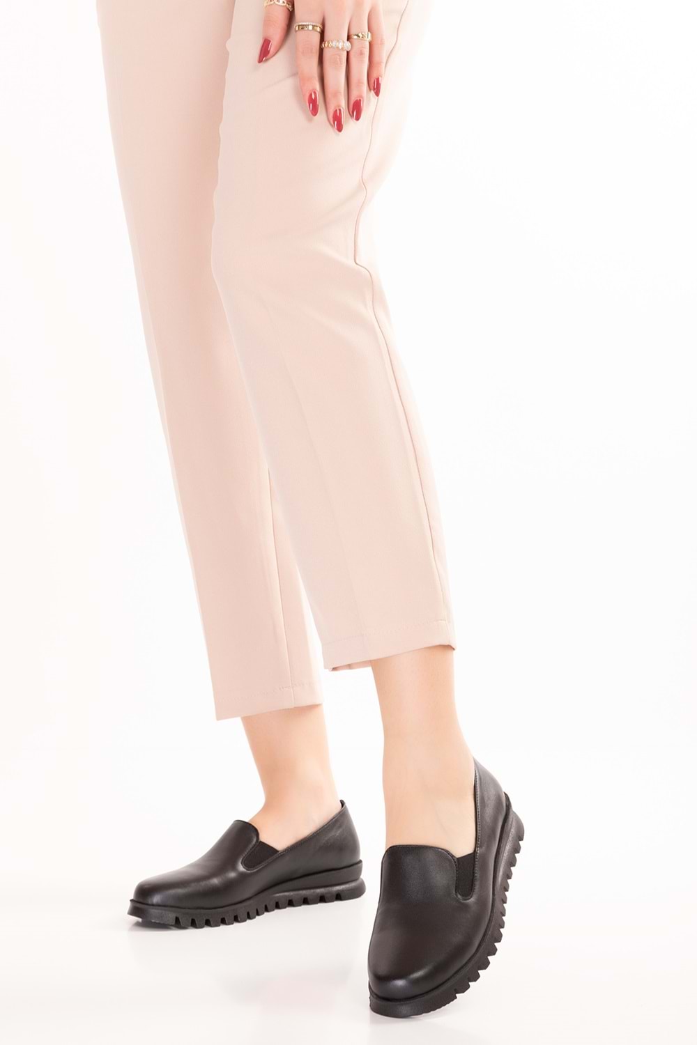 Gondol Hakiki Deri Kaymaz Taban Rahat Casual Ayakkabı mlk.849 - Siyah - 37