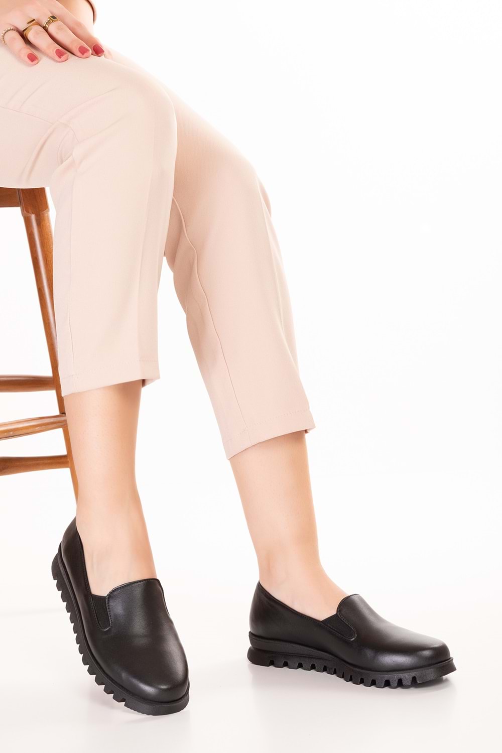 Gondol Hakiki Deri Kaymaz Taban Rahat Casual Ayakkabı mlk.849 - Siyah - 37