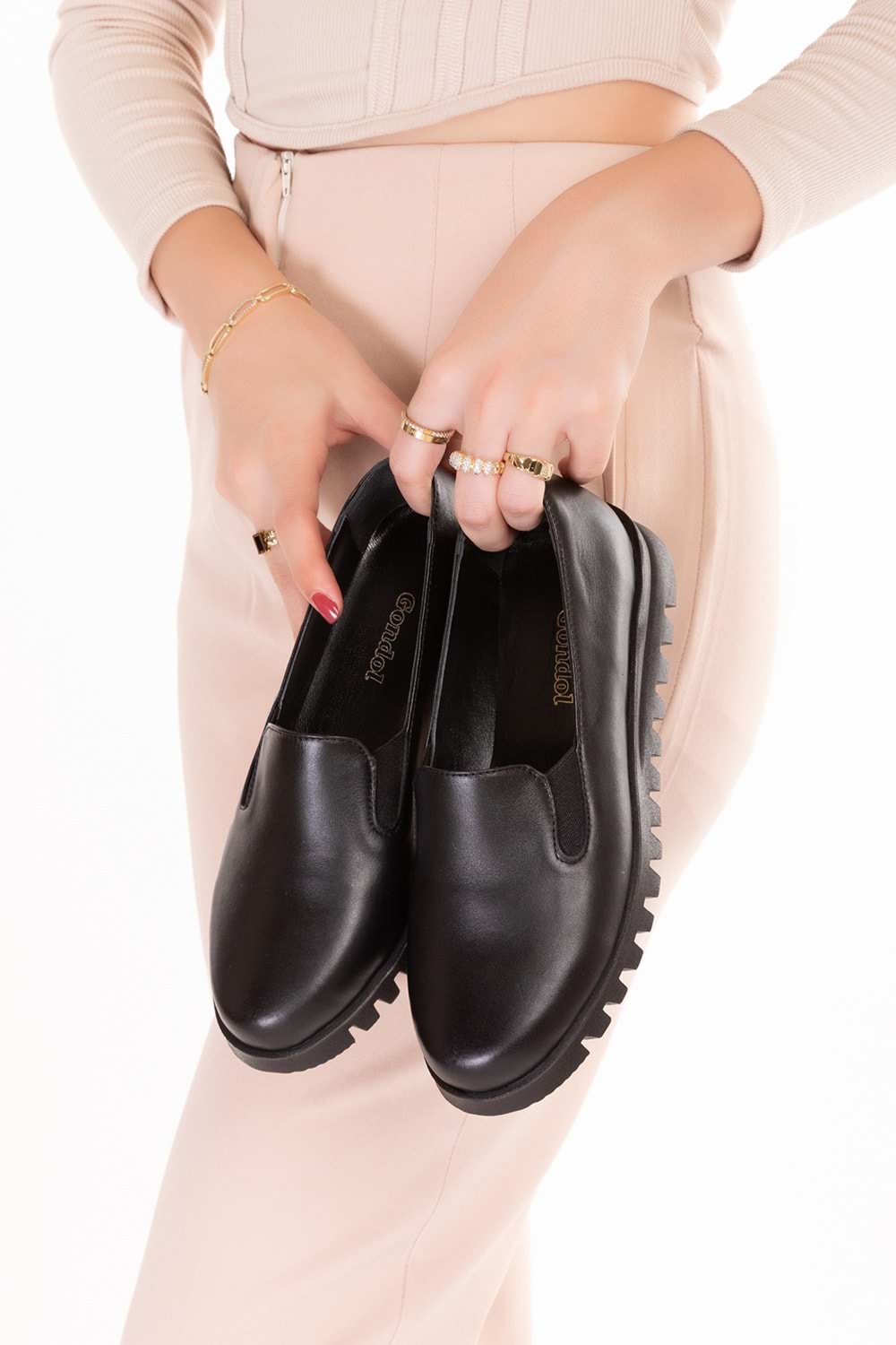 Gondol Hakiki Deri Kaymaz Taban Rahat Casual Ayakkabı mlk.849 - Siyah - 37