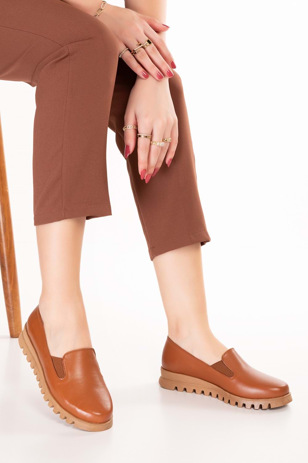 Gondol Hakiki Deri Kaymaz Taban Rahat Casual Ayakkabı mlk.849 - Taba - 36