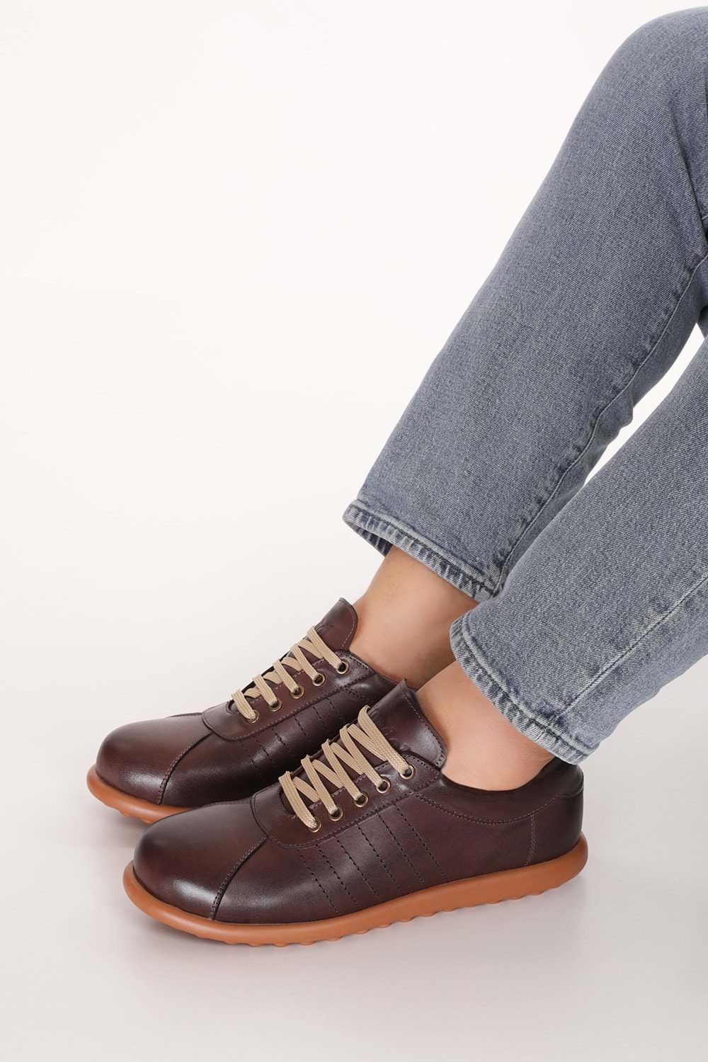 Gondol Içi Dışı Hakiki Deri Günlük Rahat Casual Ayakkabı Pelotaz - Kahverengi - 39