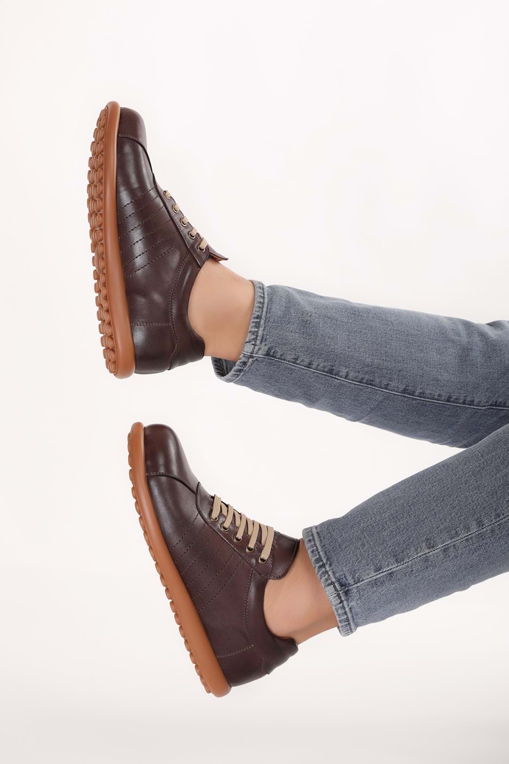 Gondol Içi Dışı Hakiki Deri Günlük Rahat Casual Ayakkabı Pelotaz - Kahverengi - 39