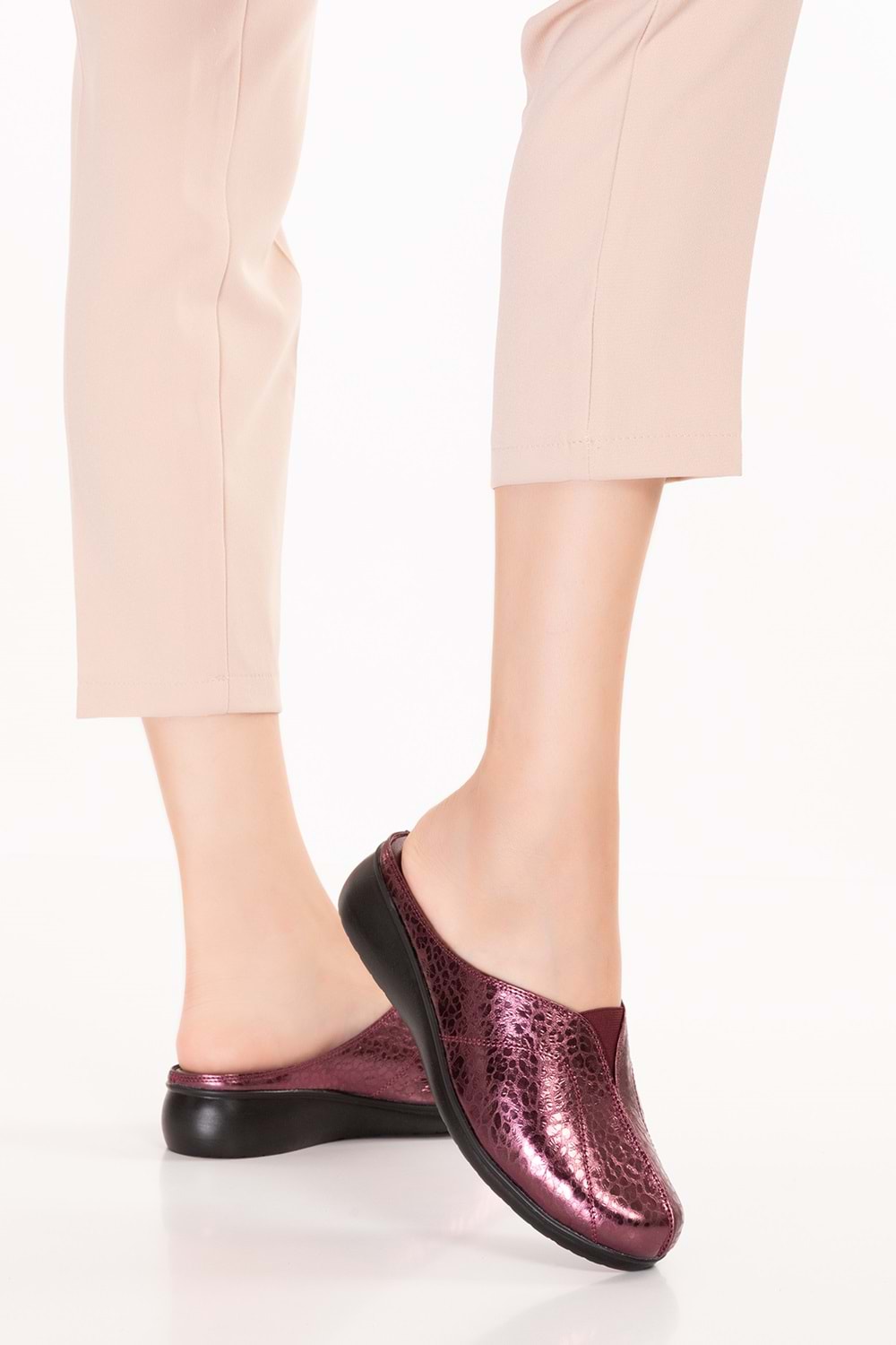 Gondol Kadın Hakiki Deri Rahat Dolgu Topuklu Sabo Ev Terlik özl.323 - Bordo - 37