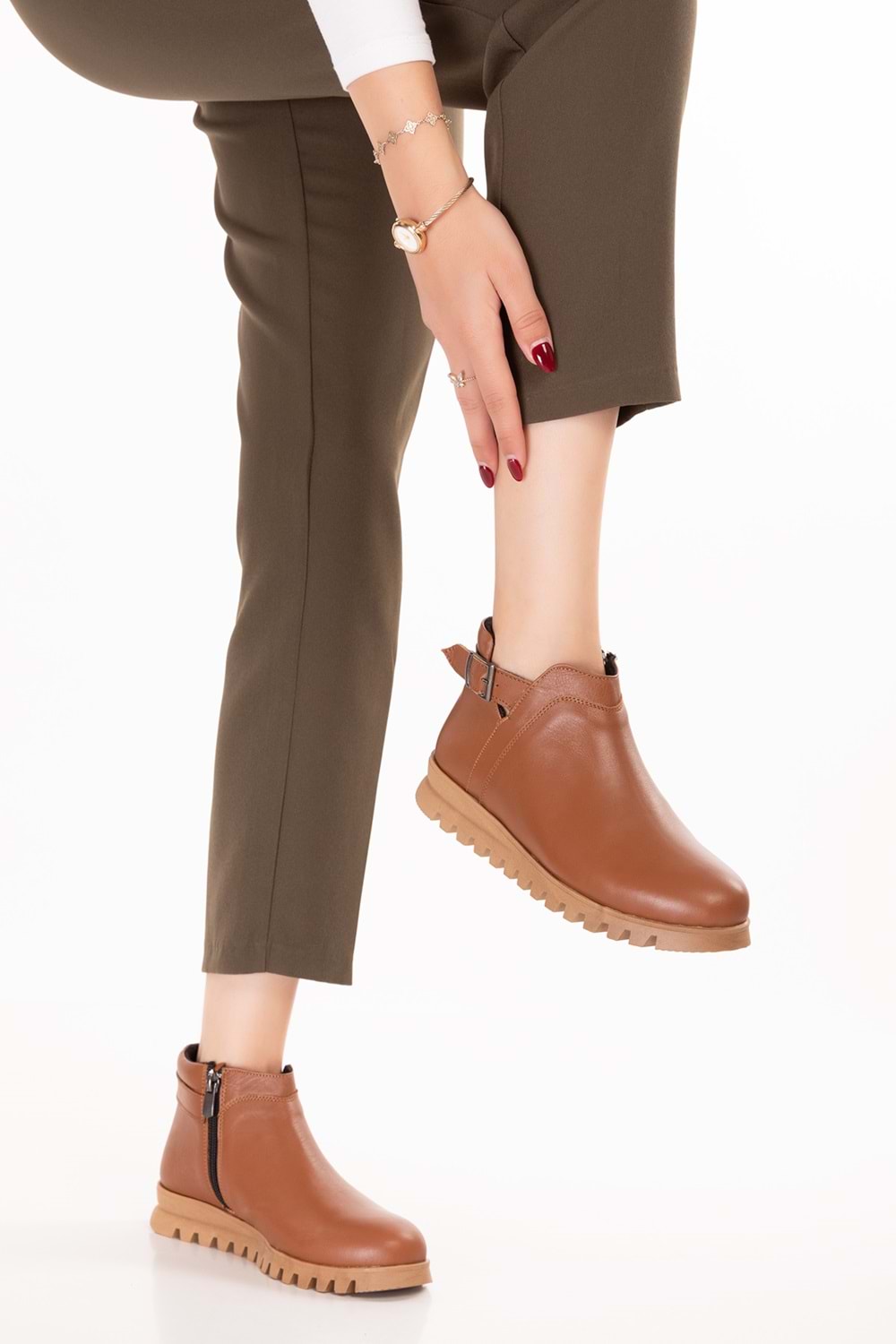 Gondol Hakiki Deri Kaymaz Taban Rahat Günlük Şık Bot mlk.3601 - Taba - 36