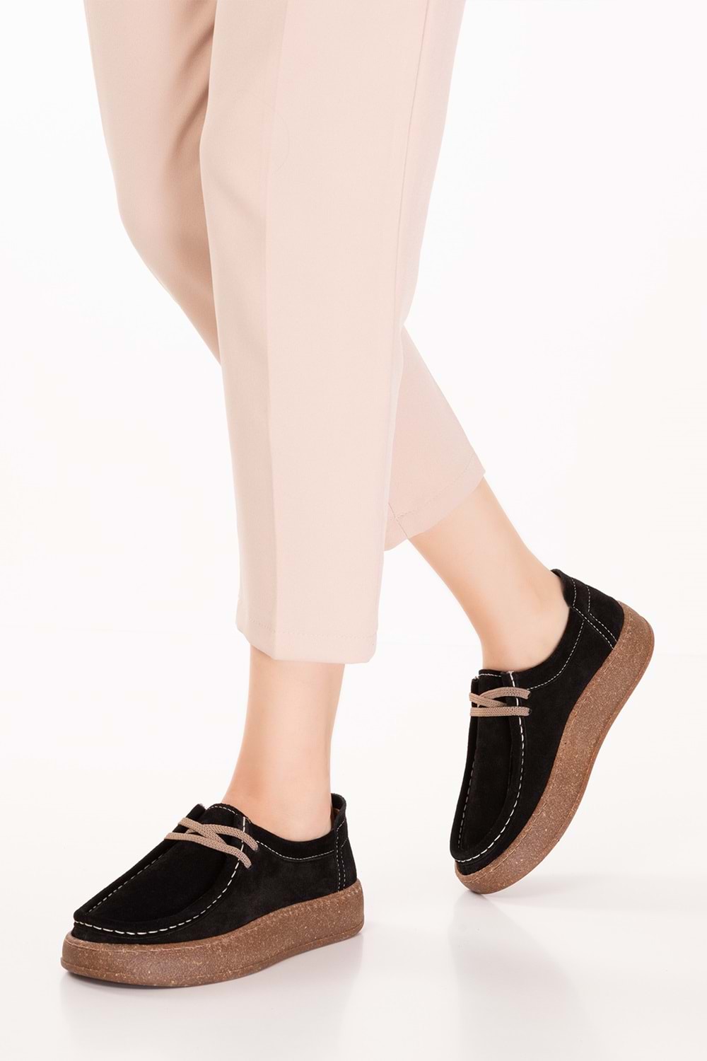 Gondol Hakiki Deri Günlük Rahat Lastik Bağcıklı Casual Ayakkabı in.610 - Siyah Süet - 36