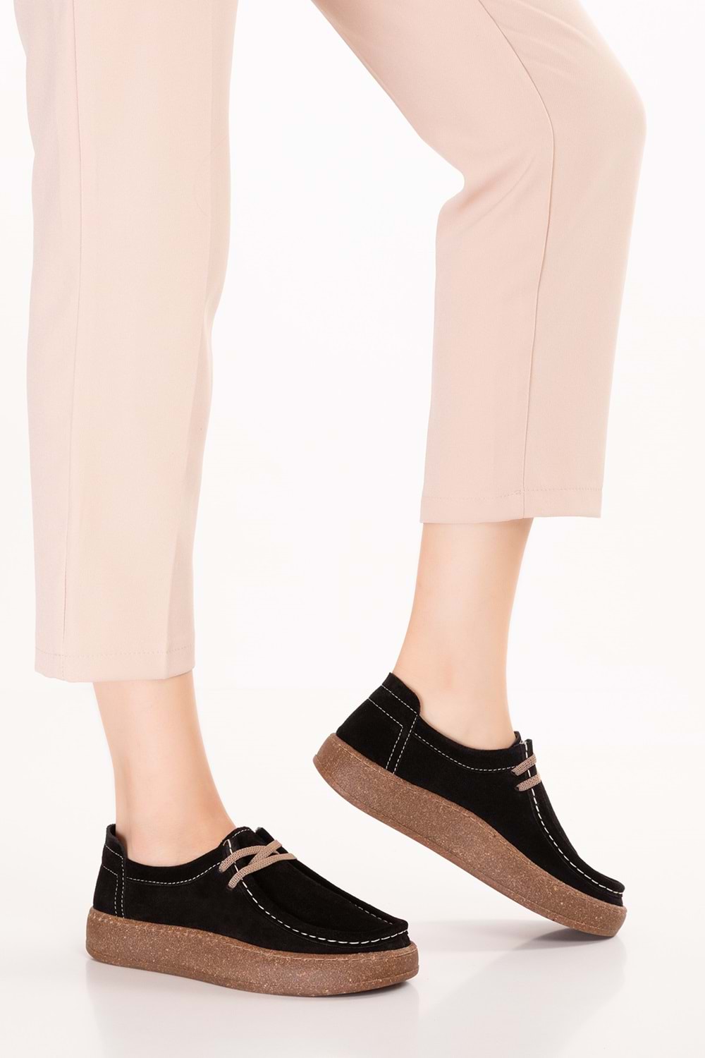 Gondol Hakiki Deri Günlük Rahat Lastik Bağcıklı Casual Ayakkabı in.610 - Siyah Süet - 36