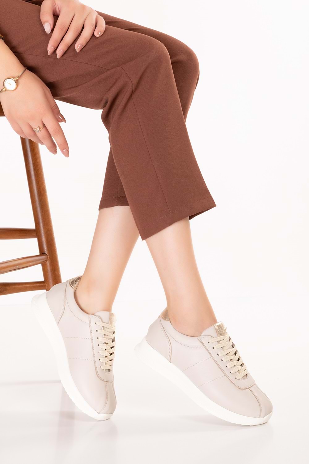 Gondol Içi Dışı Hakiki Deri Anatomik Taban Hafif Spor Ayakkabı kla.1616 - Bej - 36