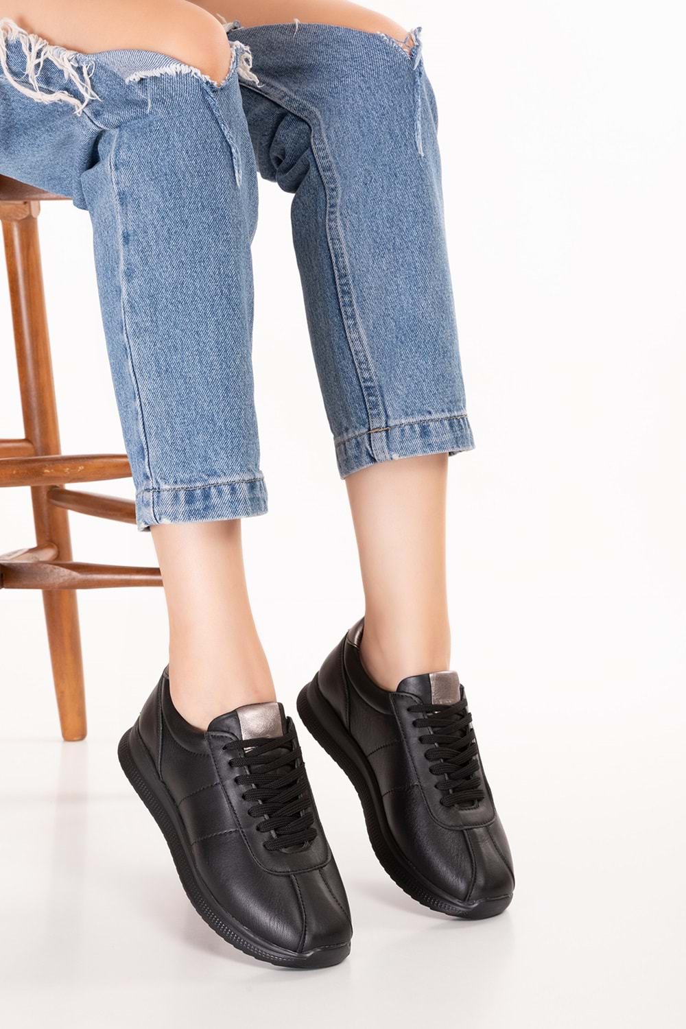 Gondol Içi Dışı Hakiki Deri Anatomik Taban Hafif Spor Ayakkabı kla.1616 - Siyah - 37