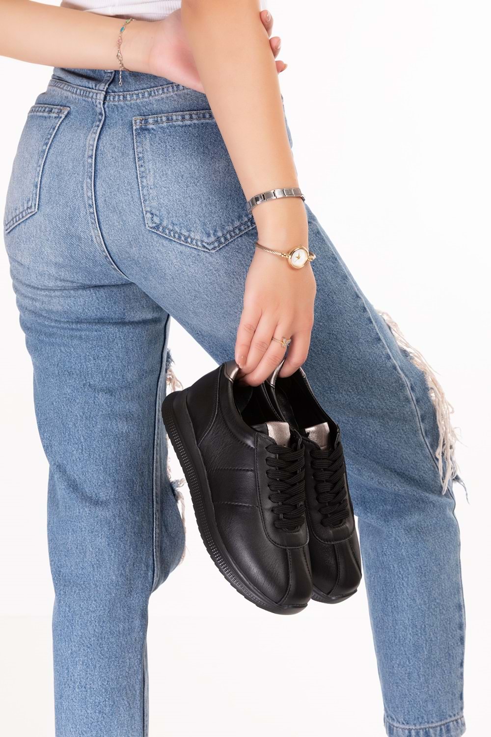 Gondol Içi Dışı Hakiki Deri Anatomik Taban Hafif Spor Ayakkabı kla.1616 - Siyah - 37