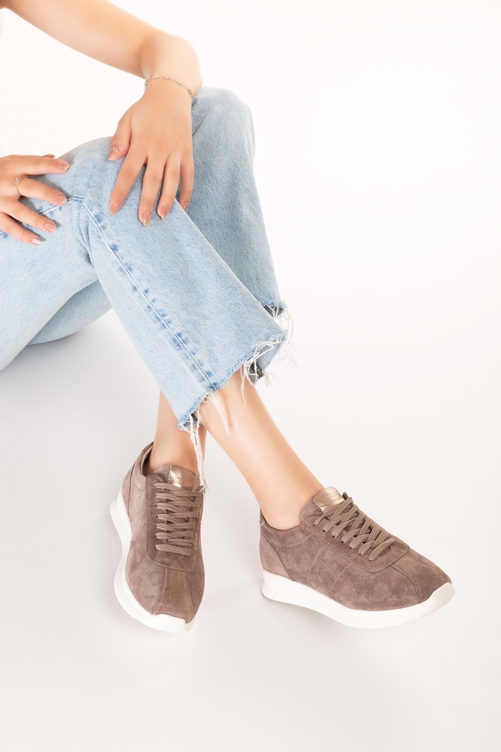 Gondol Içi Dışı Hakiki Deri Anatomik Taban Hafif Spor Ayakkabı kla.1616 - Vizon Süet - 36