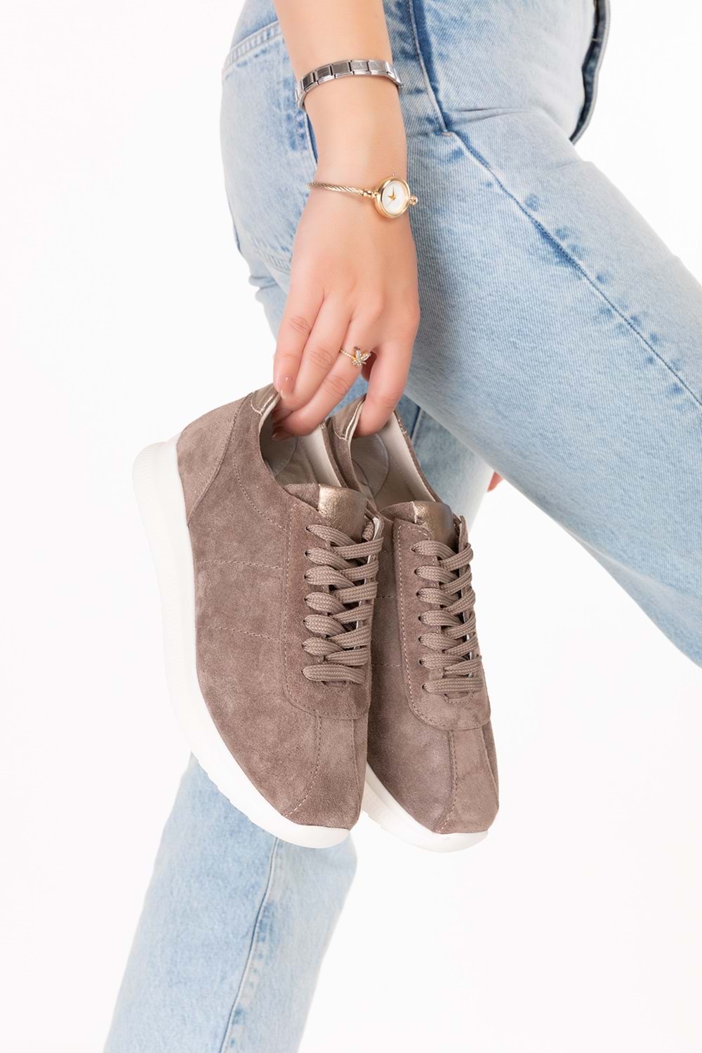 Gondol Içi Dışı Hakiki Deri Anatomik Taban Hafif Spor Ayakkabı kla.1616 - Vizon Süet - 36